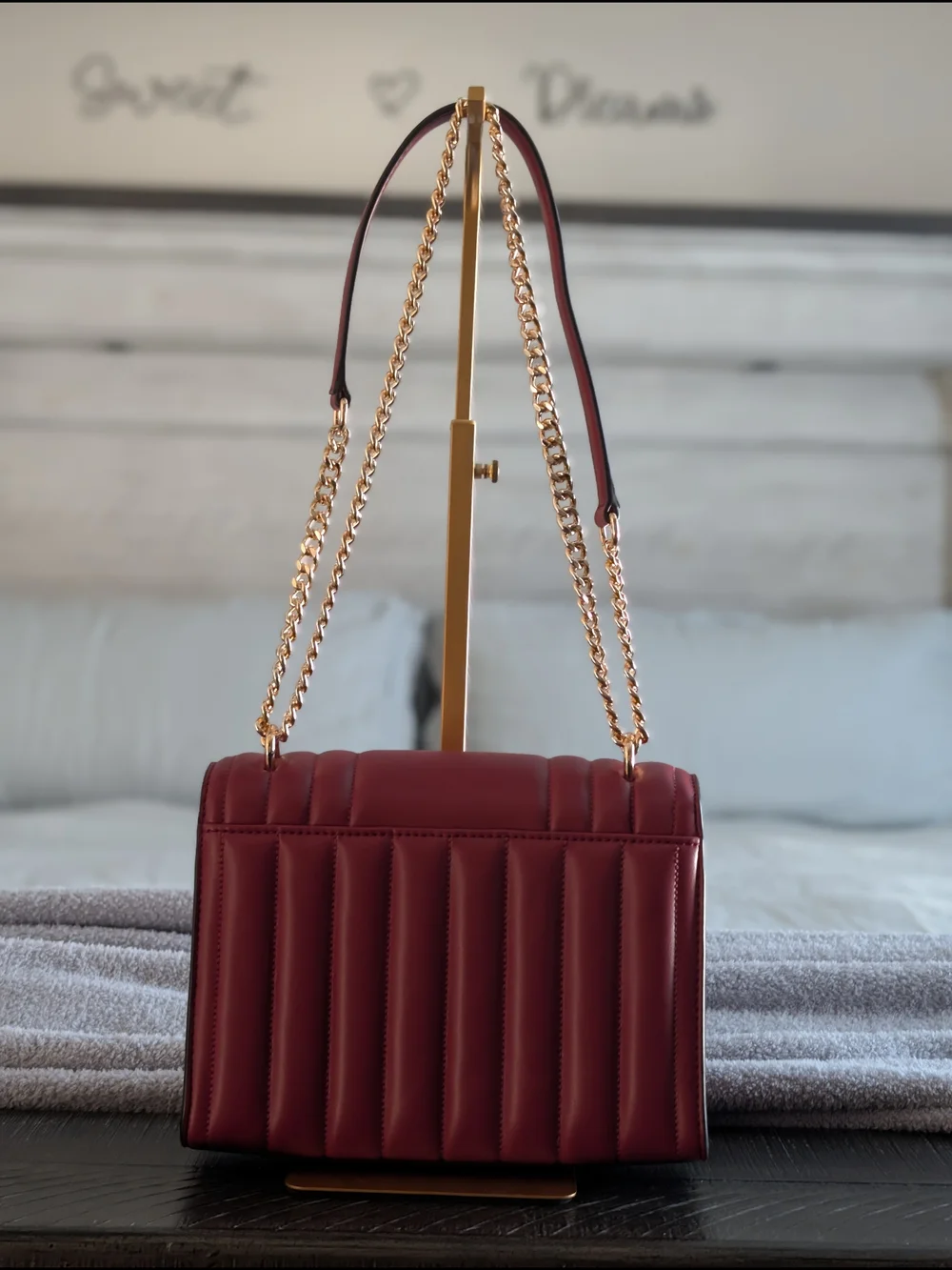 Michael Kors Whitney Red Nappa Leather Quilted Shoulder Crossbody Bag